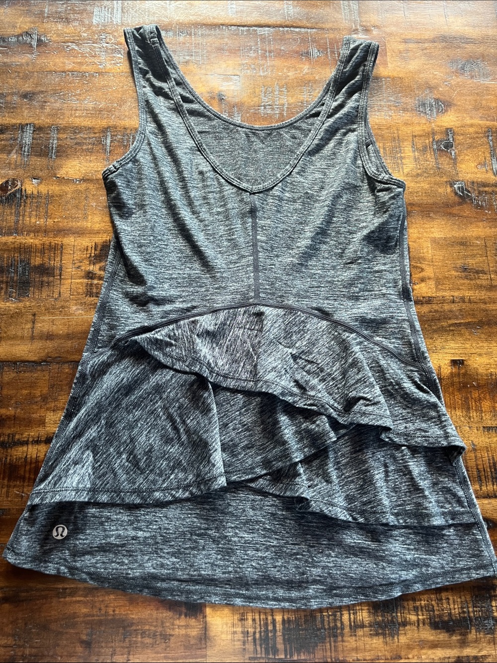 lululemon athletica Heathered Gray Ruffle-Hem Tank Top